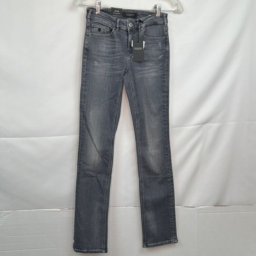 Scotch & Sida supreme slim straight leg Italian Fabric gray jeans 25/32 NWT